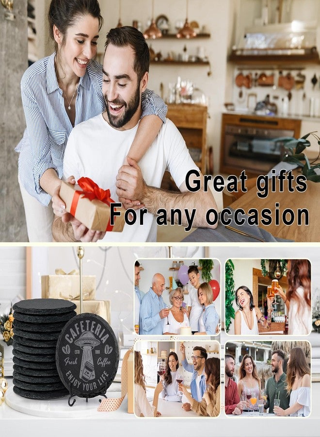 MAPRIAL 36 PCS Black Slate Stone Coasters Bulk, MAPRIAL Laser Engraving Blanks Material, 18 PCS Square, 18 PCS Round for Engraver, Drinks, DIY Project,Gifts - Image 4